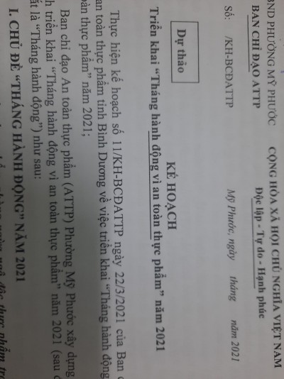 Thực hiện công tác "  Tháng Hành Động Vì An Toàn Thực Phẩm" năm 2021_ TH Võ Thị Sáu